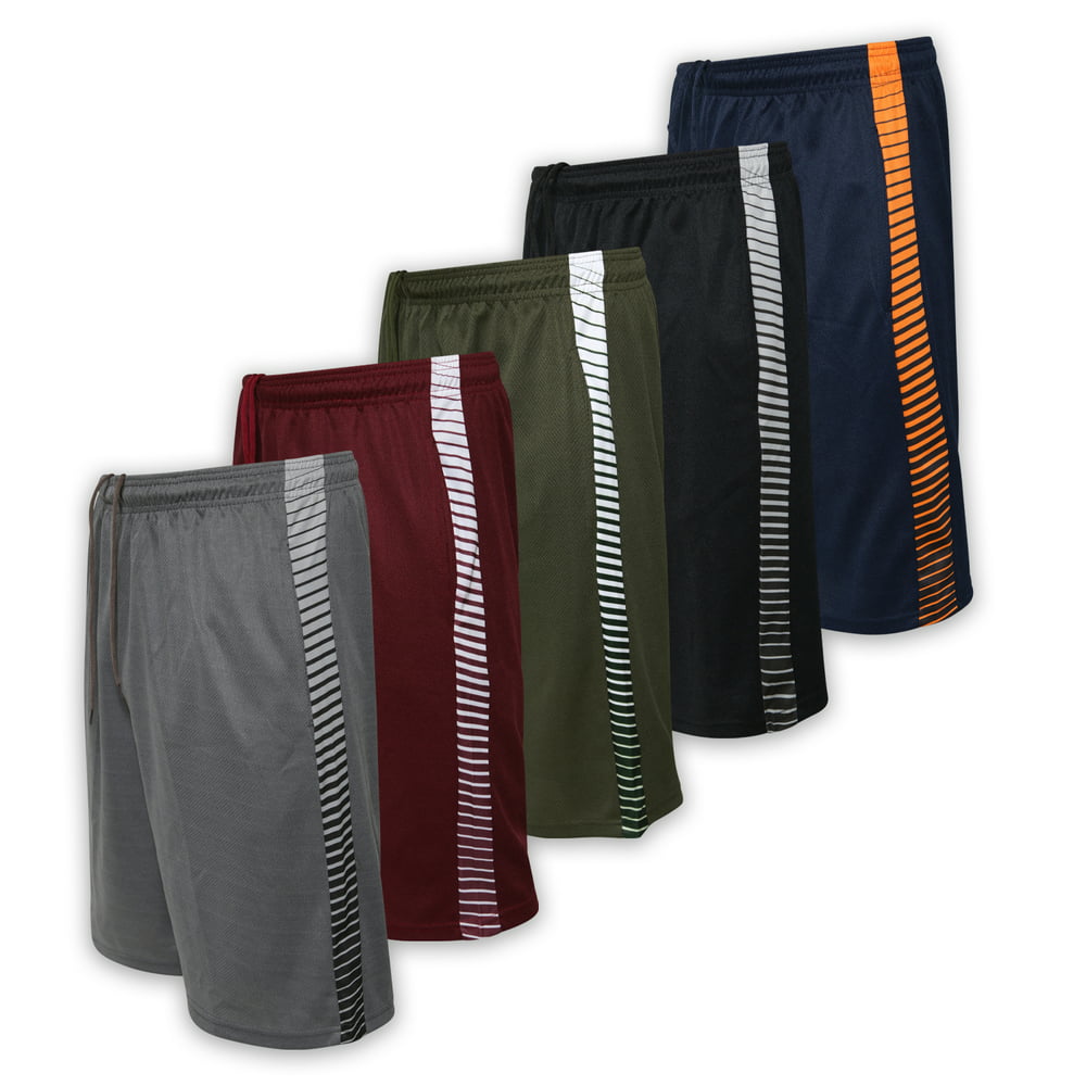 Real Essentials - 5 Pack Men's Mesh Active Athletic Performance Shorts ...