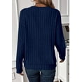 thumbnail image 5 of Remera PRETTYGARDEN Azul Marino Cuello en V Tejido Acanalado M, 5 of 5