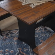 Linon Camden 3-Piece Coastal Corner Breakfast Nook Dining Set with Storage, Black/Walnut