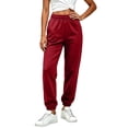 thumbnail image 6 of HomeDM Women's Sweatpants with Pockets Drawstring Elastic Waist Loose Fit Joggers Yoga Running Everyday Wear Lounge Pants Wine 2XL, 6 of 9