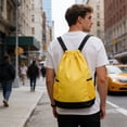 thumbnail image 3 of Yellow Drawstring Backpack Lightweight Backpack Gym Bag With Large Capacity Water-Resistant Fabric And Side Mesh Pockets For Travel And Outdoor Sports 19.3X14.6X7.9In 0.42Lb, 3 of 6