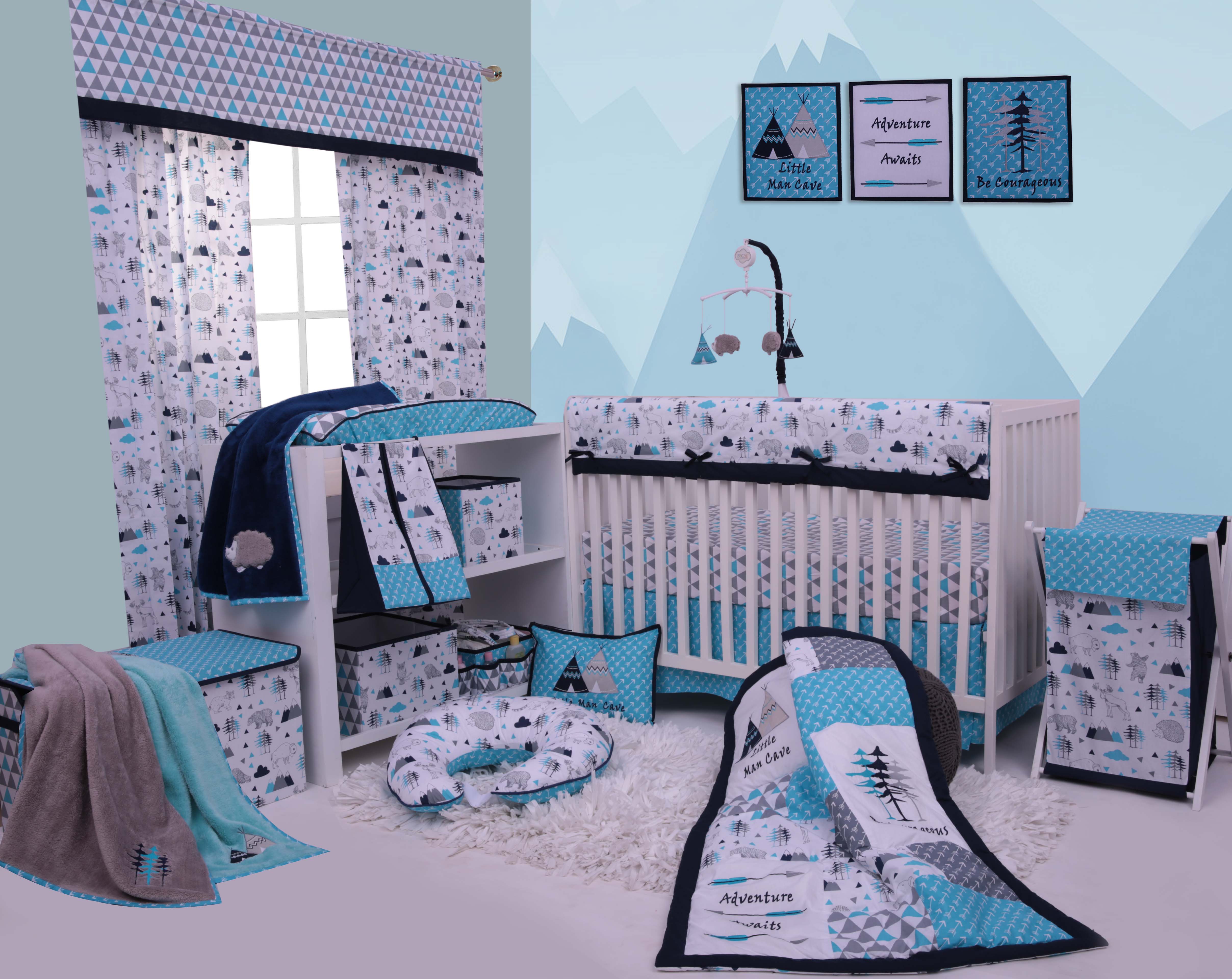 Bacati - Woodlands Aqua/Navy/Grey Boys Mobile