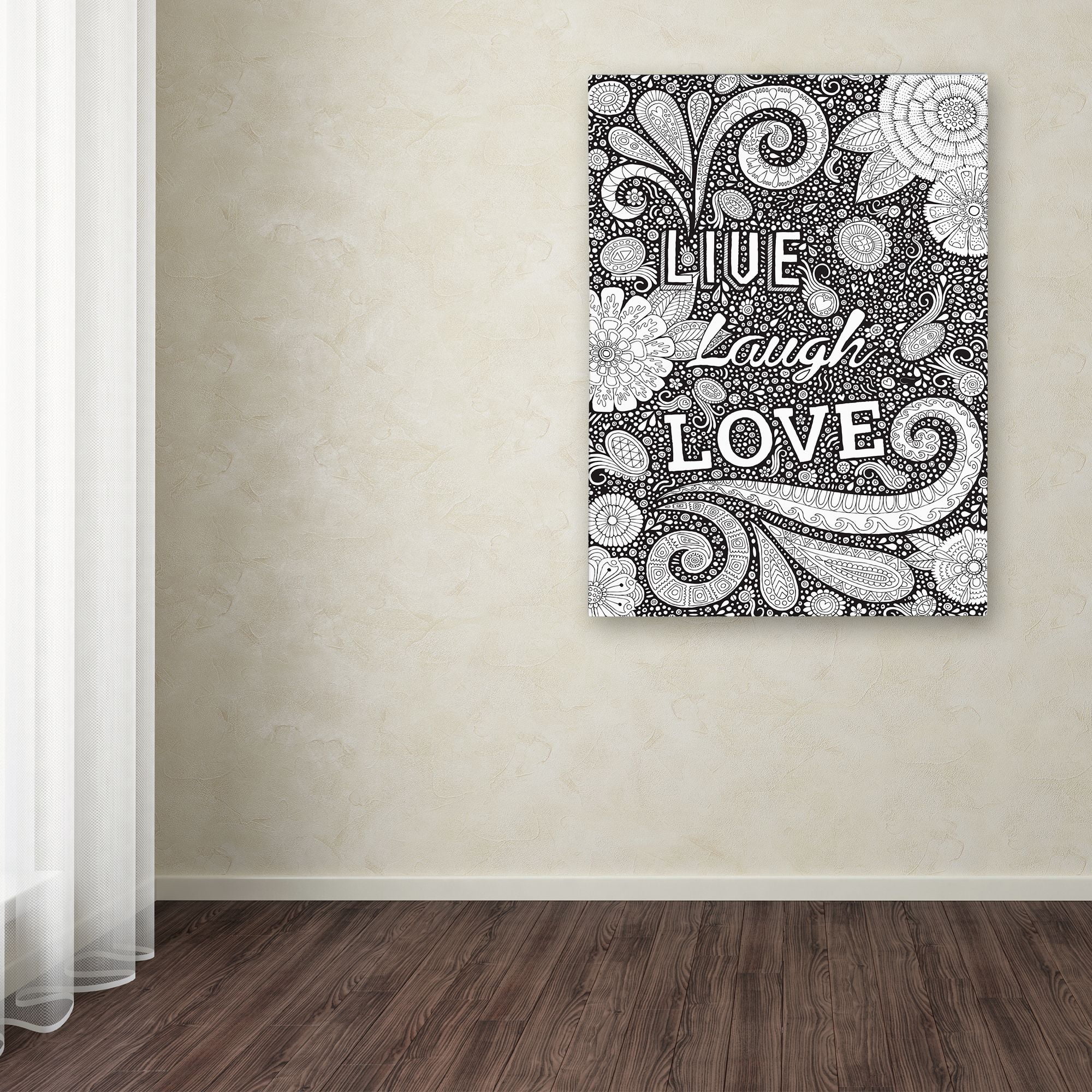 Trademark Fine Art "Live Laugh Love Black" Canvas Art by Hello Angel
