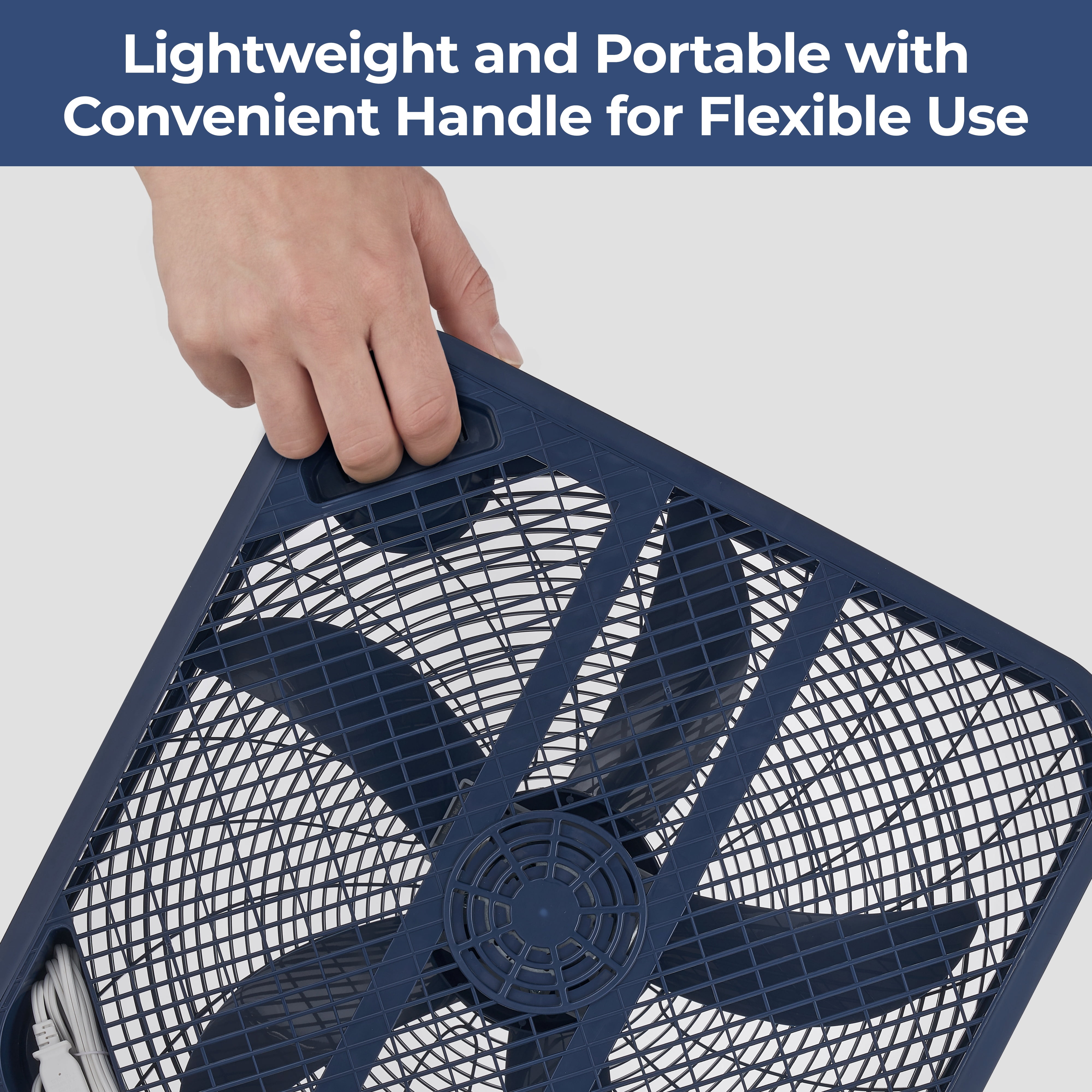 Mainstays 20-inch 3-Speed Box Fan, Washed Indigo, FB50-16HNV