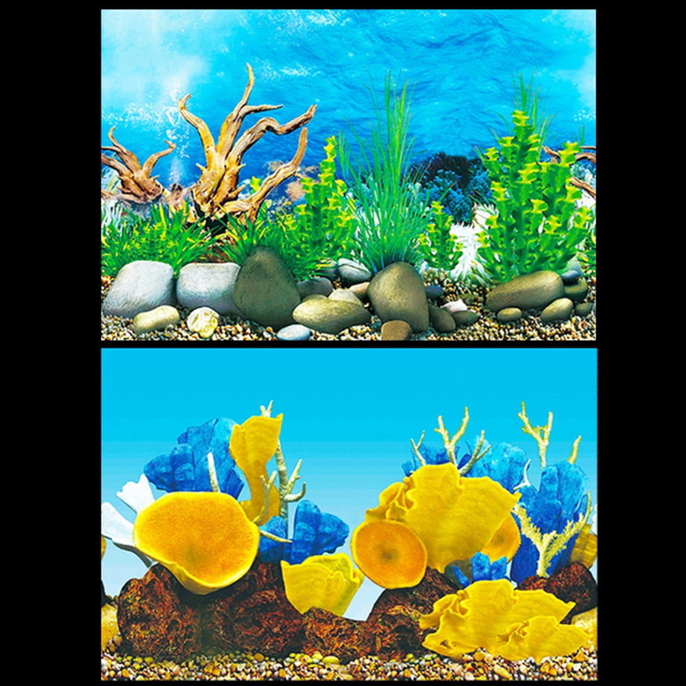 VANKOA Aquarium Background Sticker,3D Adhesive Wallpaper Fish Tank Decorative Pictures Underwater Backdrop Image Decor 