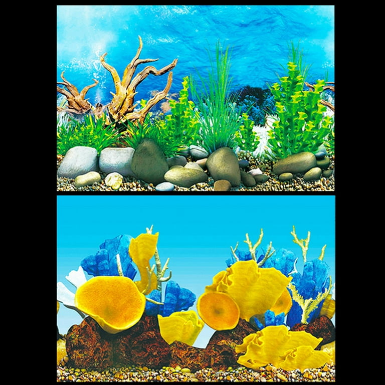 Ludlz Aquarium Background Sticker,3D Double-Sided Adhesive Wallpaper Fish  Tank Decorative Pictures Underwater Backdrop Image Decor Self-adhesive Fish  Tank Backdrop Sticker Decor 