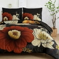 thumbnail image 5 of 7 Pieces Bed in a Bag Black Floral Comforter Set Queen Size Boho Flower Bedding Sets Lightweight for All Season, 5 of 7