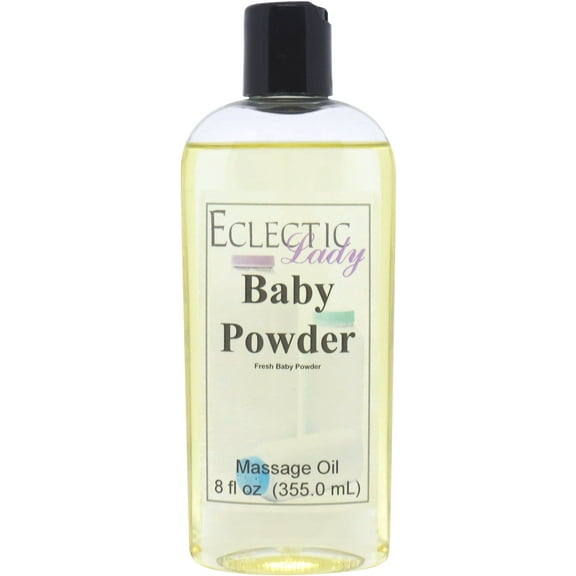 Baby Powder Massage Oil by Eclectic Lady, 8 oz, Sweet Almond Oil and Jojoba Oil