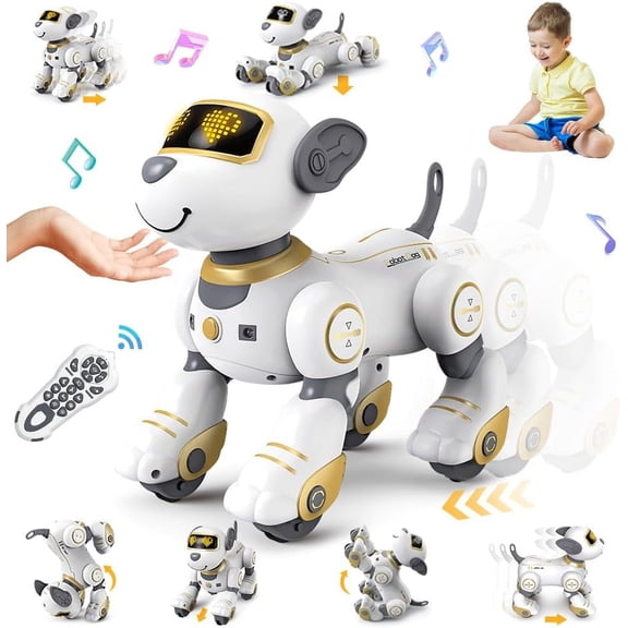 Robot Dog Toy,Intelligent Robot Dog,Robot Dog for Kids ,Remote Control Dog Toy Interactive Robot Pet,Robotics Toys,Programmable Sing & Dance Design Christmas Gifts Kids Age 3 5 4-13 Year, Gold
