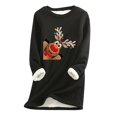 thumbnail image 1 of Lolmot Mode Femme Noël Imprimé Manches Régulières Hiver Ample Vacances Décontracté Col Rond Chemise Hauts, 1 of 1