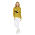 thumbnail image 4 of YEMAK Women's Black Cat Applique Crewneck Long Sleeve Casual Knit Pullover Sweater MK8207-OLV-S, 4 of 4
