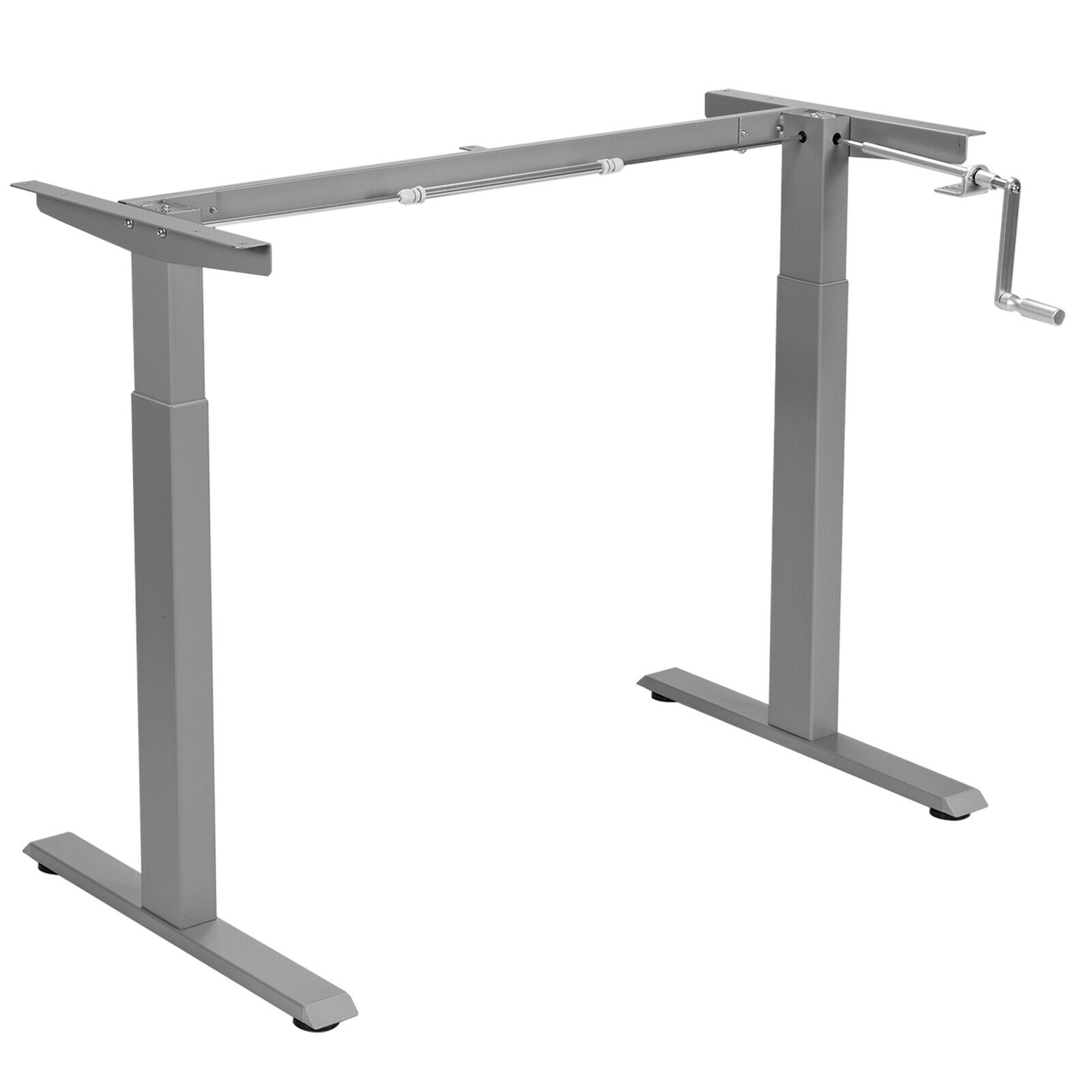 Gymax Height Adjustable Standing Base Hand Crank Sit to Stand Desk Frame Gray