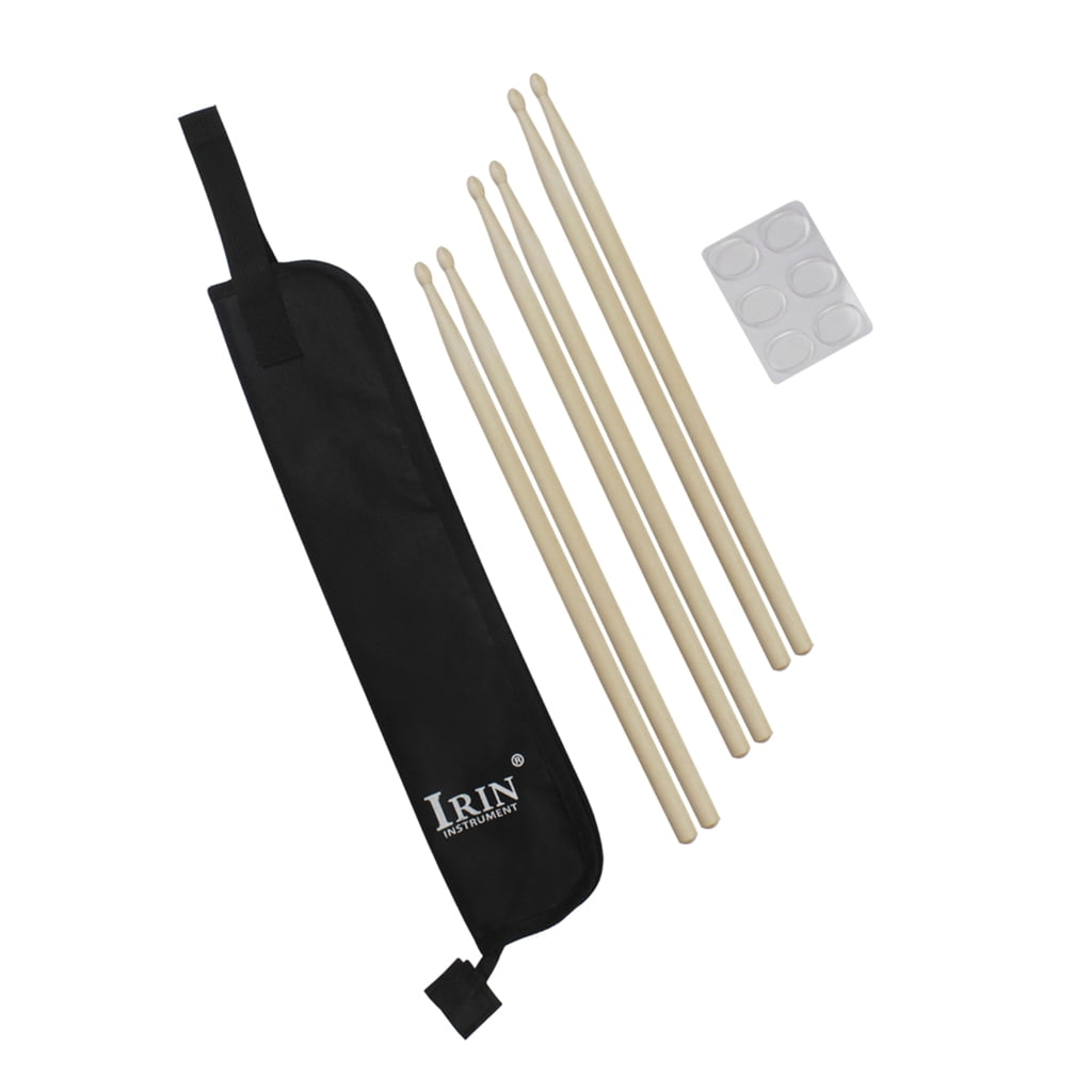 ANXPTIME 3 Pair 5A Maple/Nylon Drumsticks with Bag&Mute Stickers Simple Drum Sticks Percussion Accessories Drummer Gifts