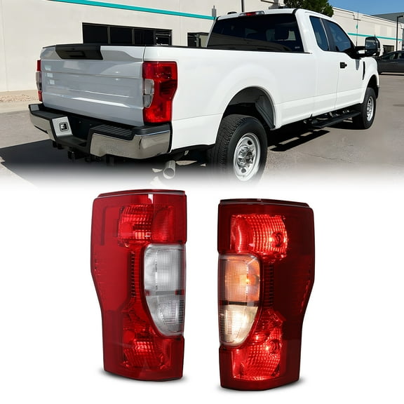 LED Tail Left&Right Side Lights for 2020-2022 Ford F-250/F-350 Super Duty Halogen Type without Blind Spot Detection, White/Red