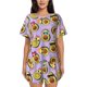 thumbnail image 1 of Balery Cartoon Avocados Conjunto de Pijama para Mujer con Estampado, Dos Piezas de Manga Corta y Shorts, Ropa de Dormir Suave con Cuello Redondo y Bolsillos-3X-Large, 1 of 6