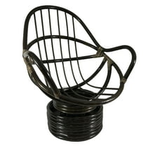 International Caravan Bali Rattan Swivel Rocker with Microsuede Cushion Arm Chairs Black Urban, Traditional