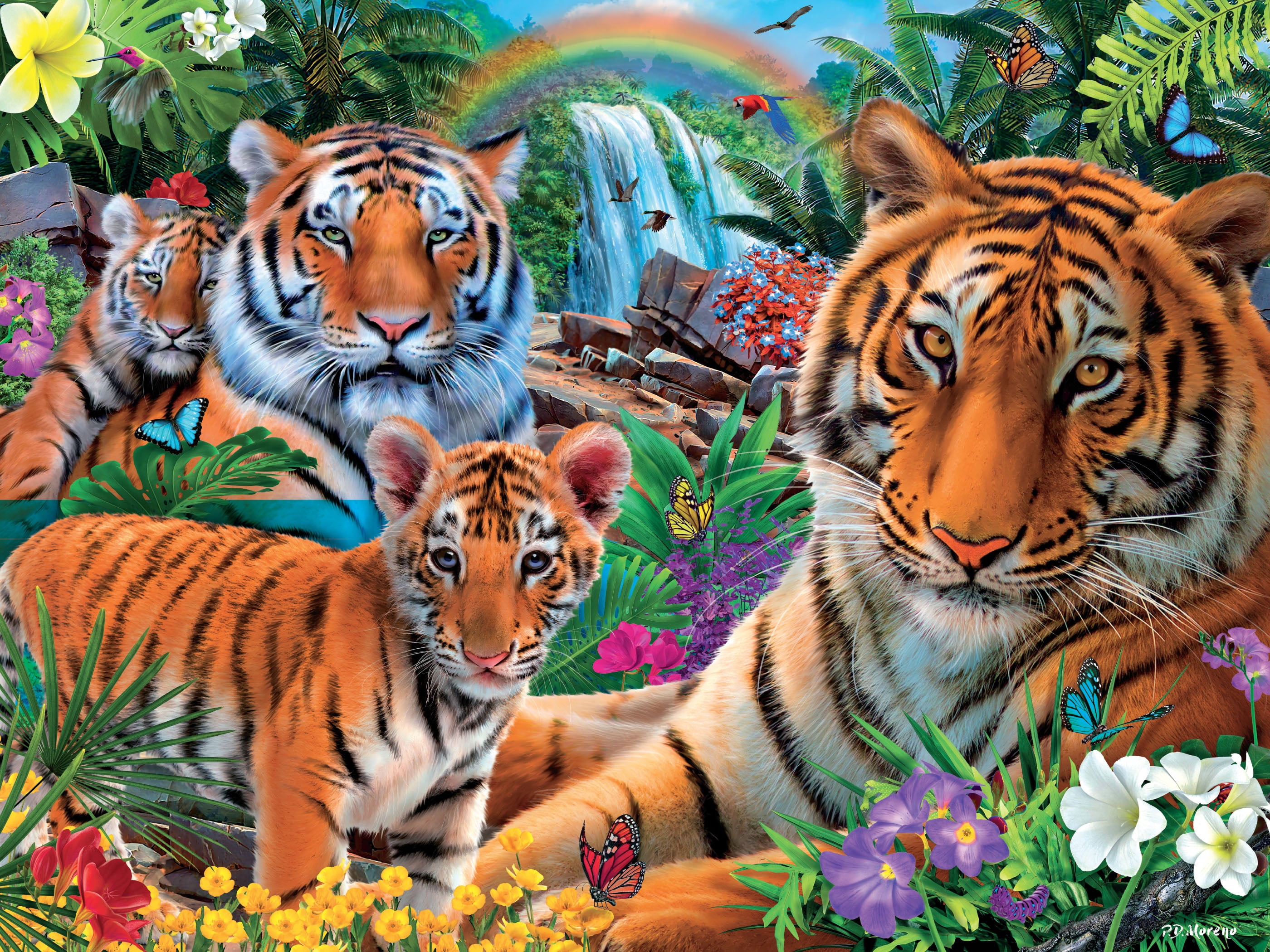 Ceaco 550-Piece Harmony Tiger Family Interlocking Jigsaw Puzzle
