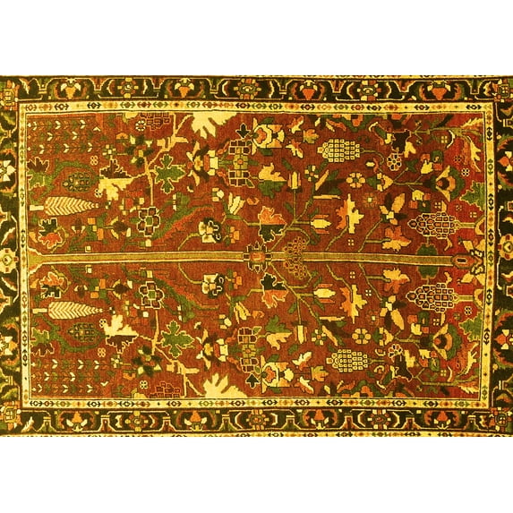 Ahgly Company Machine Washable Indoor Rectangle Animal Yellow Traditional Area Rugs, 7' x 9'