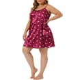 thumbnail image 4 of Agnes Orinda Women's Plus Size Valentines Day Nightgown Camisole Sleeveles Heart Print Lingerie Dress Sleepwear 2X Burgundy, 4 of 6