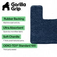 thumbnail image 3 of GORILLA GRIP Bathroom Rug and Toilet Base Floor Rugs Set, Quick Dry Plush Chenille, 30x20 Carpet, Navy, 3 of 10