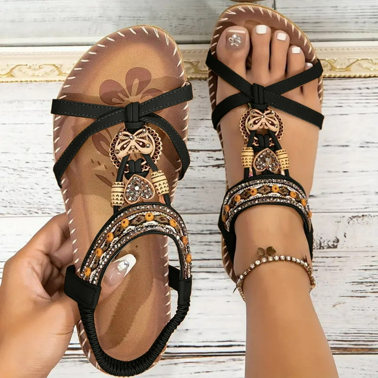 Boho Beach Dress Sandals for Women 2025 Ethnic Bohemia Summer Braided Open Toe Wedge Low Heels Dressy Sandals - Walmart.com Boho Beach Dress Sandals for Women 2025 Ethnic Bohemia Summer Braided Open Toe Wedge Low Heels Dressy Sandals - Walmart.com