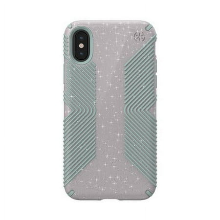 Speck Apple iPhone X/XS Presidio Grip + Glitter Case -Whitestone Gray (with Blue Glitter)