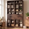 thumbnail image 6 of Homieasy Tall Closet Organizer with 2 Drawers, 79.7" Narrow Freestanding Storage Cabinet, Space-Saving Wood Garment Organizer for Bedroom, Entryway,Walnut, 6 of 6