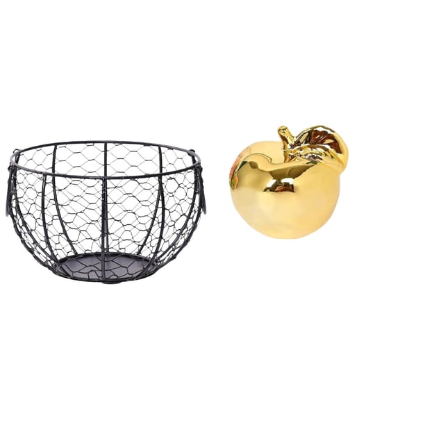 Cesta de huevos,Cesta multiusos para huevos,cesta tejida de alambre de hierro,Cesta de almacenamiento de alambre para huevos Cesta de almacenamiento portátil,Estatua decorativa,Escultura de