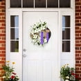 thumbnail image 5 of Rijanmt Spring Tulip Wreath With Cross For Home Front Door,13.7" Easter Summer Religious Wreath With Bow Purple Ribbon Eucalyptus Leaves,For Indoor Outdoor Wall Christmas Farmhouse Wedding Decor,B, 5 of 8