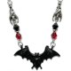 thumbnail image 1 of Halloween Bat Necklace Red And Black Gemstone Cubic Zirconia And Inverted Vampire Bat Jewelry, 1 of 5