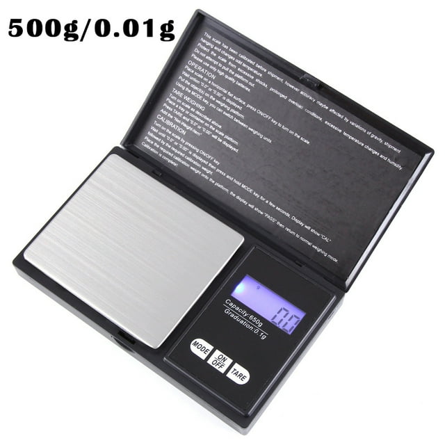 CAROOTU Weigh Gram Scale Digital Pocket Scale Digital Grams Scale Food Scale Jewelry Scale Black Kitchen Scale