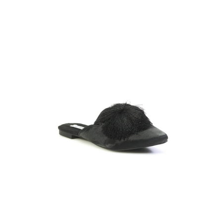 

Cape Robbin Womens Satin Pointed Toe Slide On Mules Black Size 9
