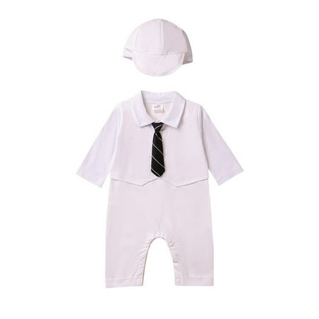 

BSDHBS Clothing Set Toddler Boys Long Sleeve Jumpsuit with Hat Child Kids Gentleman Outfits Birthday Clothes
