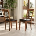 thumbnail image 2 of Giantex Farmhouse Dining Chairs Set of 2, Modern Kitchen Chairs w/Elegant Hollowed backrest, Upholstered Seat, Walnut, 2 of 6