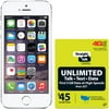 Straight Talk Apple iPhone 5S 16GB LTE Silver Refurbished Prepaid Smartphone w/ Bonus $45 Unlimited Plan