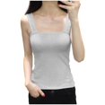 thumbnail image 2 of Women's Square Neck Sleeveless Blouse Soft Fitted Tank Top for Office To Weekend Wear Quiet Luxury Style in Neutral Solid Tones, 2 of 5