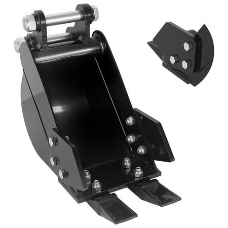 Heavy Duty 7.24in Narrow Trenching Attachment with Removable Teeth & 2 Pins Excavator Bucket with 0.98in Hole Diameter & 3.7in Center Wheelbase for Soil Gravel Sand Ditch