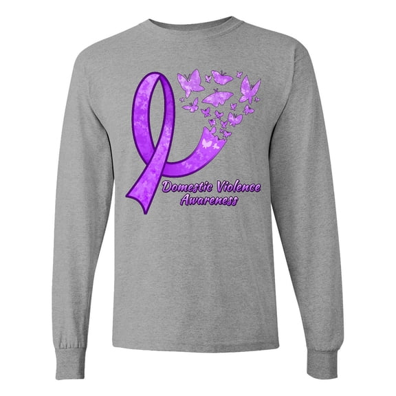 Inktastic Domestic Violence Awareness Butterflies Long Sleeve T-Shirt