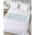 thumbnail image 5 of Bed Runner Scarf Queen Size, Aqua Grey Botanical Stain Bed Runners & Scarves for Foot of Beds, Spring Floral Summer Farmhouse Decorative Bedding Runner Scarf for Hotel Home Bedroom 83 x20 Inch, 5 of 6