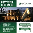 thumbnail image 2 of GKOplus UL Listed Solid Brass Landscape Spotlight, Low Voltage Outdoor Directional Uplight, with 5W MR16 LED Bulb & Large Rugged Slot Spike, 12V AC/DC Garden Patio Spot Up Light, 2 of 6