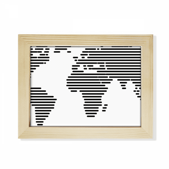Simple Black Line World Map Pattern Desktop Photo Frame Picture Art Decoration Painting 6x8 inch