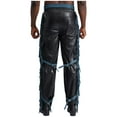 thumbnail image 2 of iixpin Mens Cowboy Pants Suede Fringe Western Trousers Costume Motorcycle Biker Chap Pants Navy Blue XL, 2 of 5