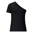 thumbnail image 3 of Womens One Shoulder Tank Tops Summer Going Out Solid Tops Asymmetrical Sleeveless Shirts, 3 of 6