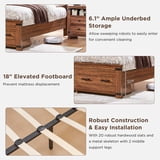 RedLemon Farmhouse Queen Bed – 54" Headboard, 2 Storage Drawers, Solid Wood
