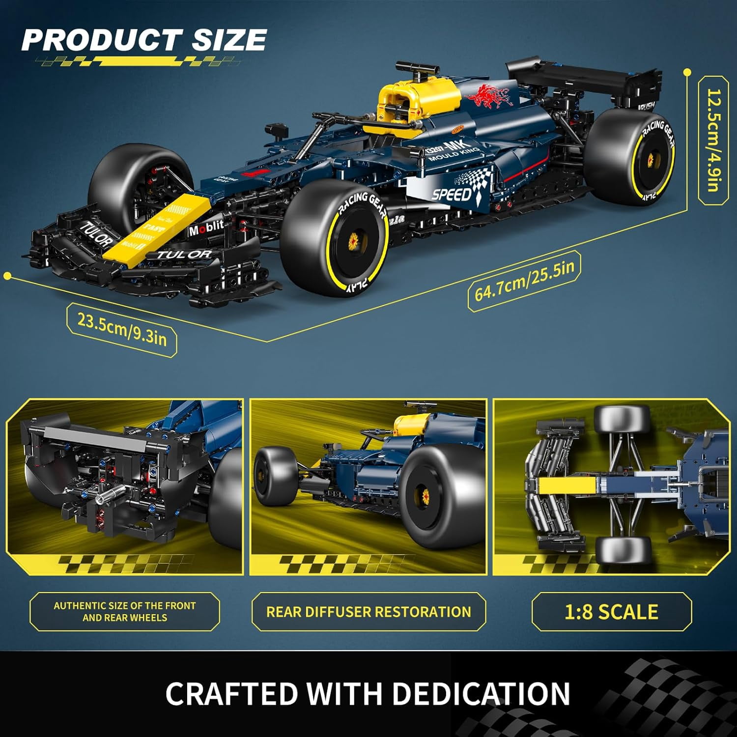 Race Car Model Toys MOC Bricks Collectible Sportscar Building Blocks, Racing Car Building Kits for Adult, Static Version 1,810 Pieces