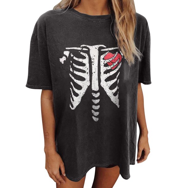 Tops estampados de manga corta para ocio con cuello redondo y mangas caídas de verano a la moda para mujer Fridja zx1283