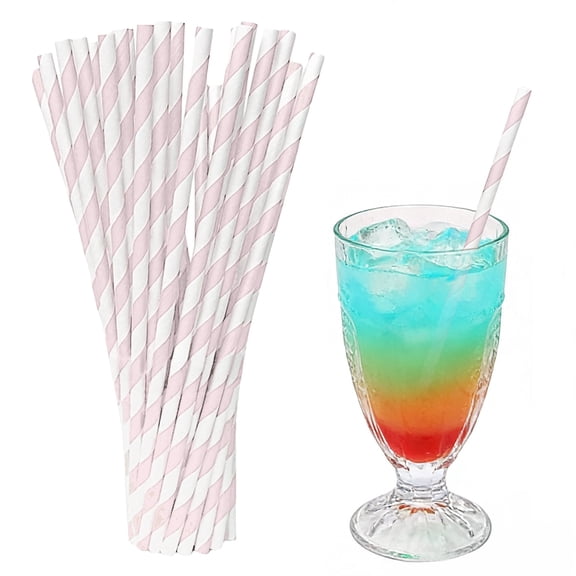Straws Disposable Paper Straws, Colorful Striped Drinking Straws for Boba Smoothie Drinks, Party Decorations Desserts Bars Pastries, 100 Pieces