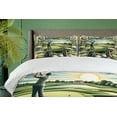 thumbnail image 4 of Ambesonne Golf Themed Duvet Cover Set, Classicism Painting, King, Fern Green Blue and Mustard, 4 of 6