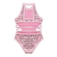 thumbnail image 4 of Sholeno Girls Sleeveless Gymnastucs Leotard Halter Sequins Ballet Dance One Piece Tank Tops Bodysuit Pink 6, 4 of 7