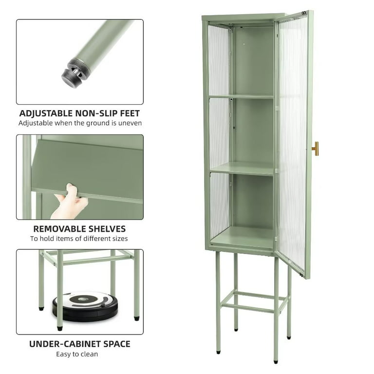 Tall Corner Storage Cabinet with 3-Tier Shelf and Enclosed Cabinet - Costway